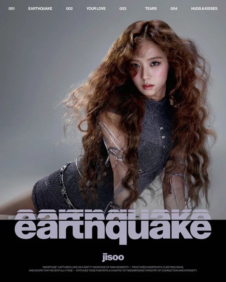 Jisoo Teases Explosive Solo Comeback with "Earthquake" Poster from Upcoming Mini Album "Amortage"